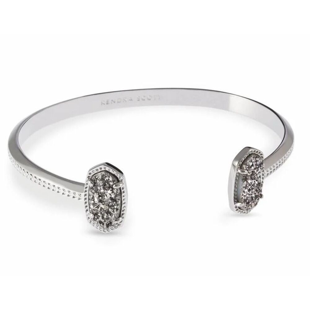 Kendra Scott Elton Silver Cuff Bracelet in Platinum Drusy